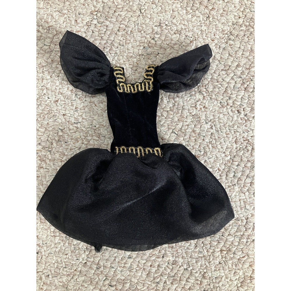BARBIE DOLL LONG VINTAGE BLACK & GOLD DRESS